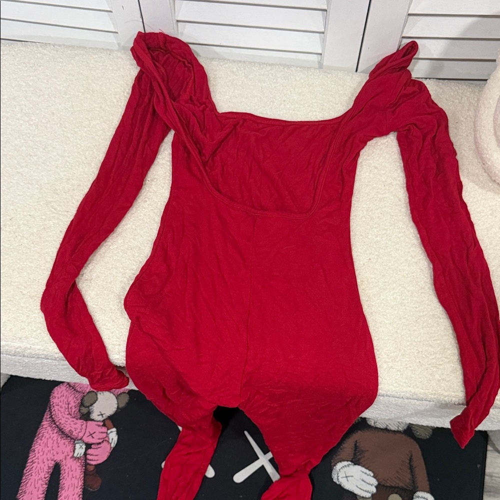 Sasha smoothed snatched Jumpsuit- Red Backless Dress - Picture 3 of 4